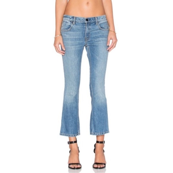 Denim X Alexander Wang Trap Denim Cropped Flare Jeans Size 29 Light Wash Indigo - Picture 2 of 15